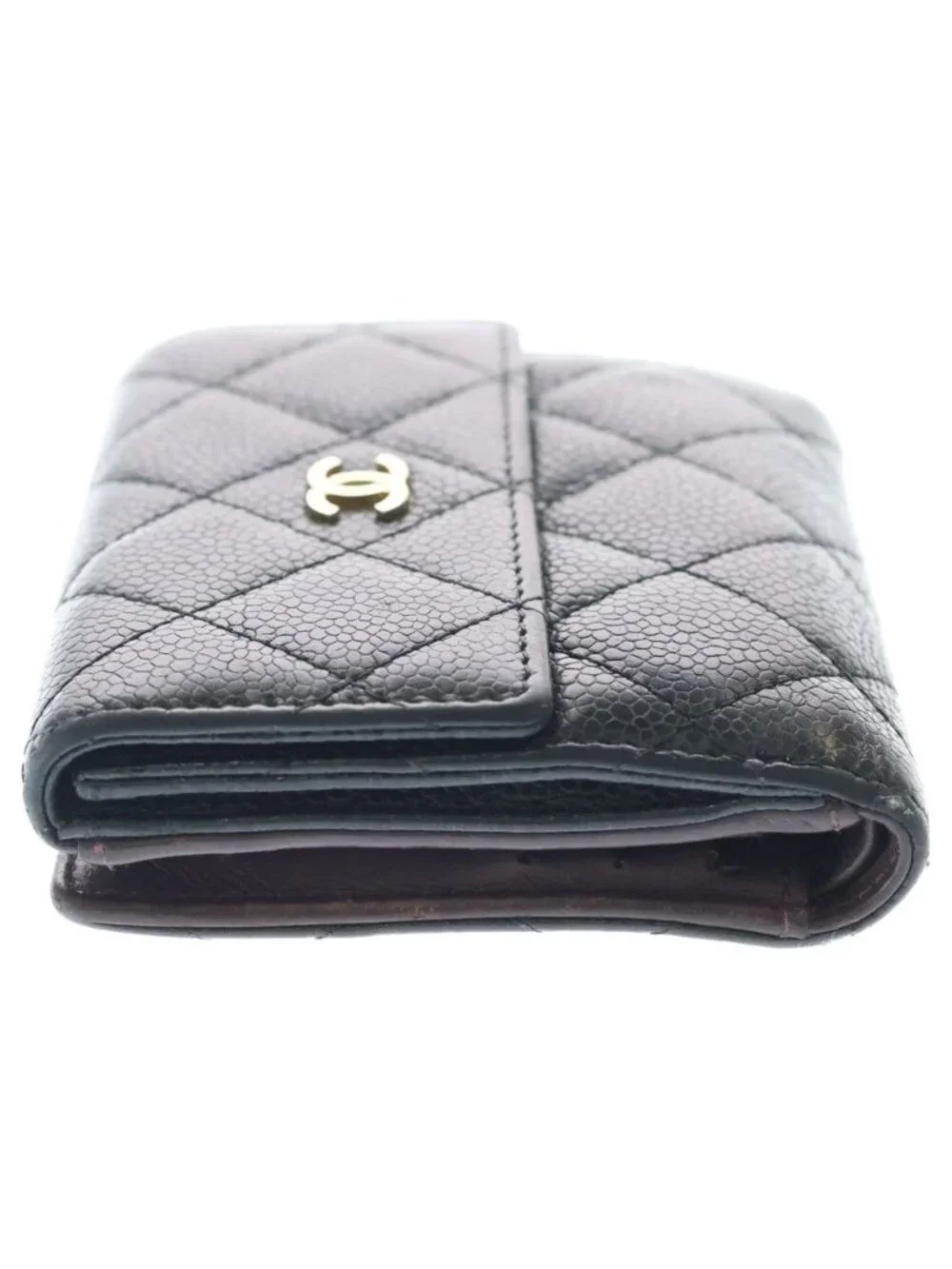 Chanel Quilted CC Logo Bifold Wallet Caviar Leather Black